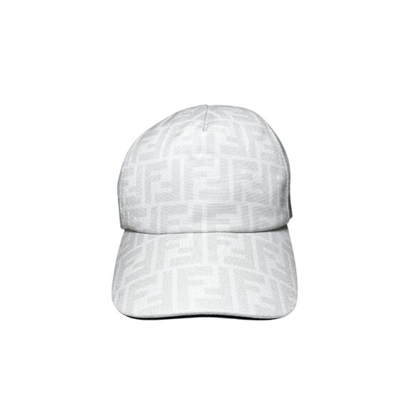 FENDI White Monogram FF Zucca Jacquard Baseball Cap Hat One Size - Picture 1 of 9